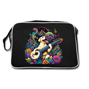 Labrador Saitenzauber - Retro Tasche - Schwarz/Weiß - Hinten