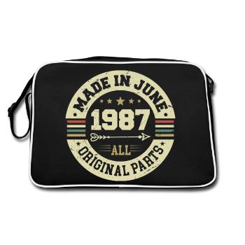 Juni 1987 Geburtstagsgeschenk Juni 1987 Juni 1987 - Retro Tasche - Schwarz/Weiß - Hinten
