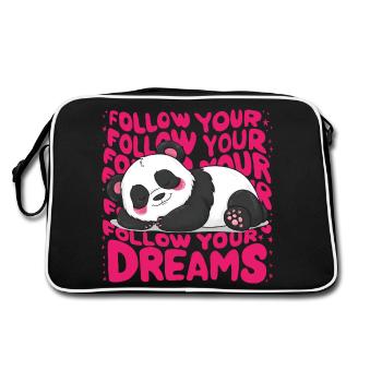 Panda - Follow your dreams - Retro Bag - black/white - Back