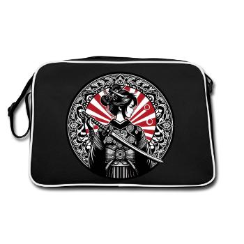Japan Samurai girl - Retro Bag - black/white - Back