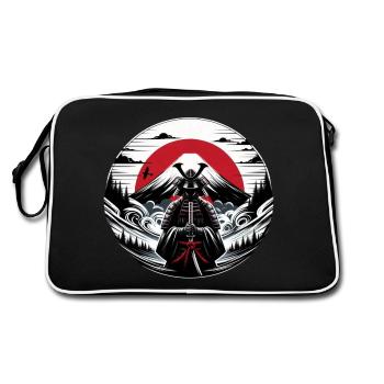 Shadow Warrior in front of fuji and red sun - Retro Bag - black/white - Back