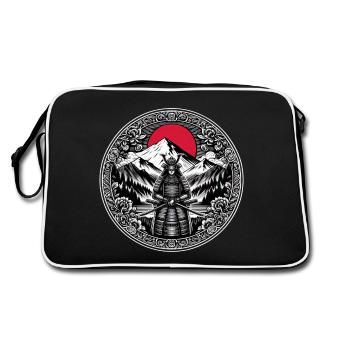 Japanischer Samurai-Krieger - Retro Tasche - Schwarz/Weiß - Hinten