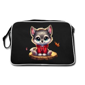 Wolf 10 - Retro Bag - black/white - Back