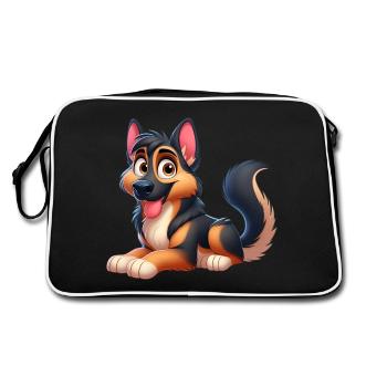 German Shepherd 10 - Retro Bag - black/white - Back
