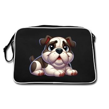 Englische Bulldogge 3 - Retro Tasche - Schwarz/Weiß - Hinten
