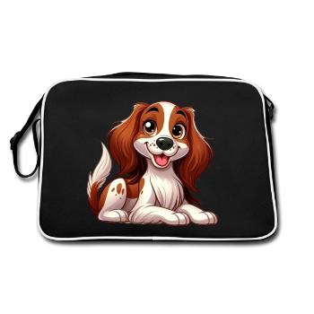 Bretagnischer Spaniel - Retro Tasche - Schwarz/Weiß - Hinten