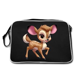 Niedliches kleines Rehkitz 2 - Retro Tasche - Schwarz/Weiß - Hinten