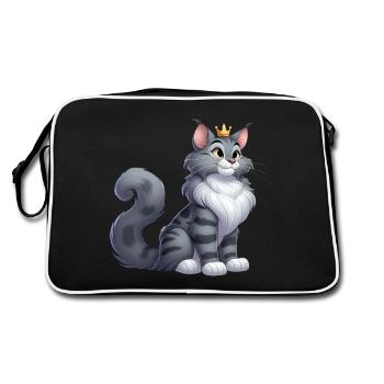 Maine Coon Königin - Retro Tasche - Schwarz/Weiß - Hinten