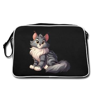 Maine Coon 15 - Retro Tasche - Schwarz/Weiß - Hinten