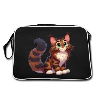 Maine Coon 4 - Retro Tasche - Schwarz/Weiß - Hinten
