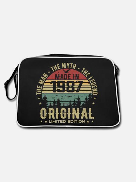 Original 1987 Retro 1987 Geburtstagsgeschenk 1987 - Retro Tasche - Schwarz/Weiß - Hinten