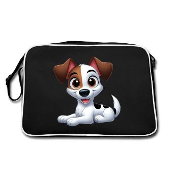 Jack Russel 2 - Retro Tasche - Schwarz/Weiß - Hinten