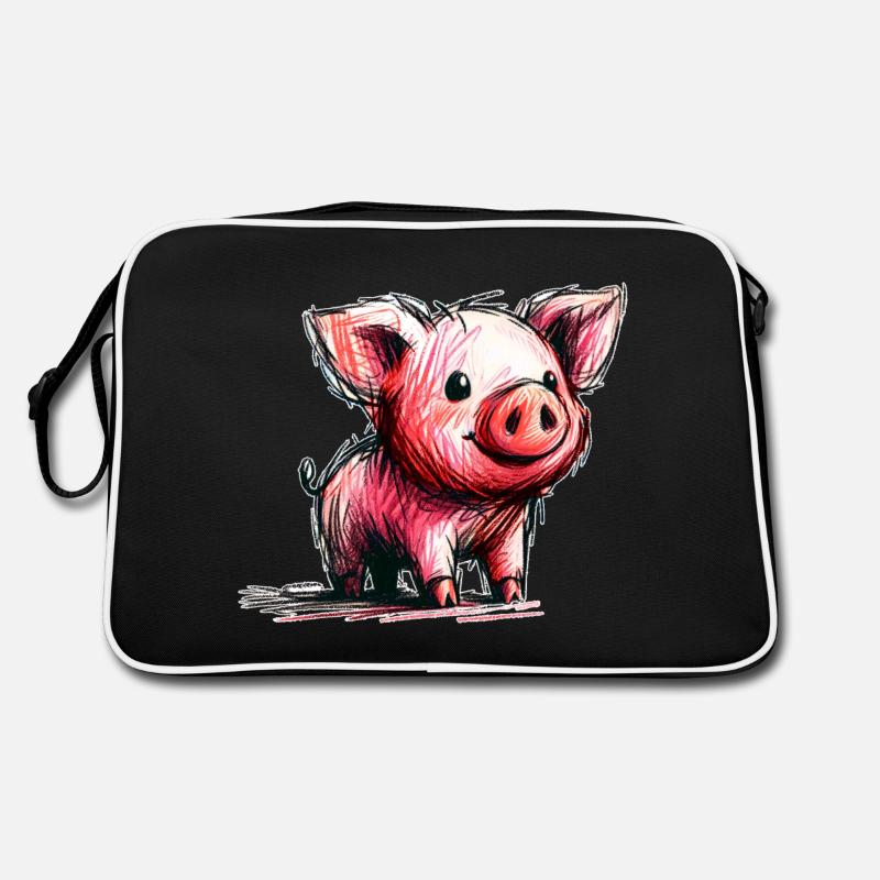 Piglet - Retro Bag - black/white