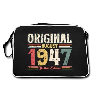 77th Birthday Original August 1947 Year 1947 - Retro Bag - black/white - Back