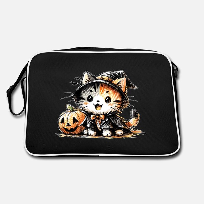 Chat d’Halloween avec citrouille Sac Retro