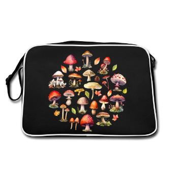 Woodland Mushroom Collection for Nature Lovers - Retro Bag - black/white - Back