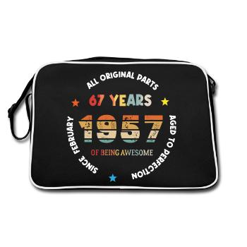 67 Years Old Made In 1957 Vintage February 1957 - Retro Bag - black/white - Back