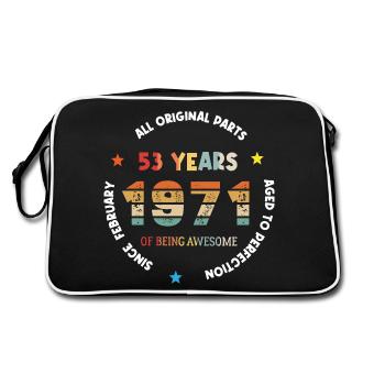 53 Years Old Made In 1971 Vintage February 1971 - Retro Bag - black/white - Back
