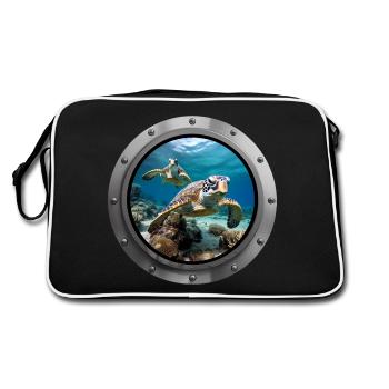 Sea Turtle Animal - Retro Bag - black/white - Back