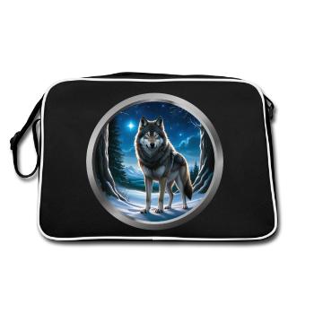 Wolf Animal - 3 - Retro Bag - black/white - Back