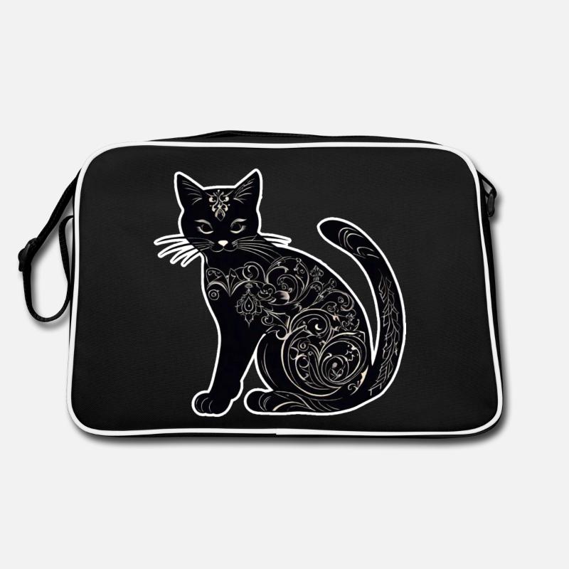 Mystical Black Cat Retro Bag