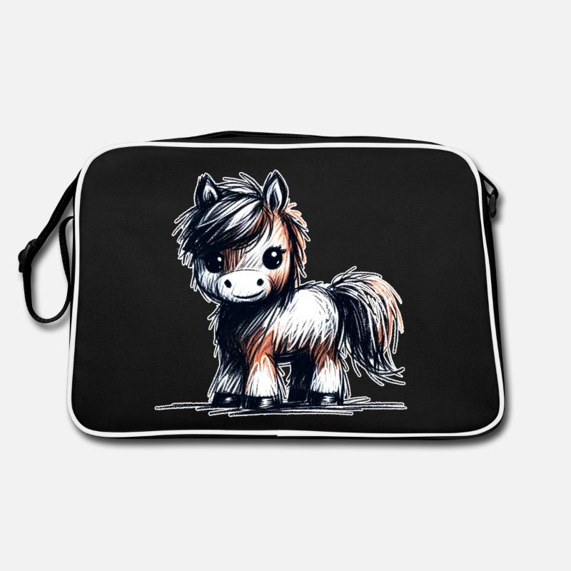 Pferdchen - Retro Tasche - Schwarz/Weiß