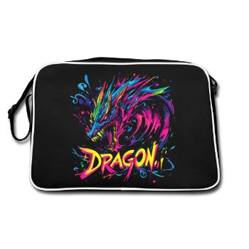 Dragon Coloré Fantaisie Magie Mysticisme Mythologie Art - Sac Retro - noir/blanc - Dos