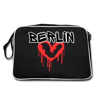 Berlin Graffiti Coeur - Sac Retro - noir/blanc - Dos