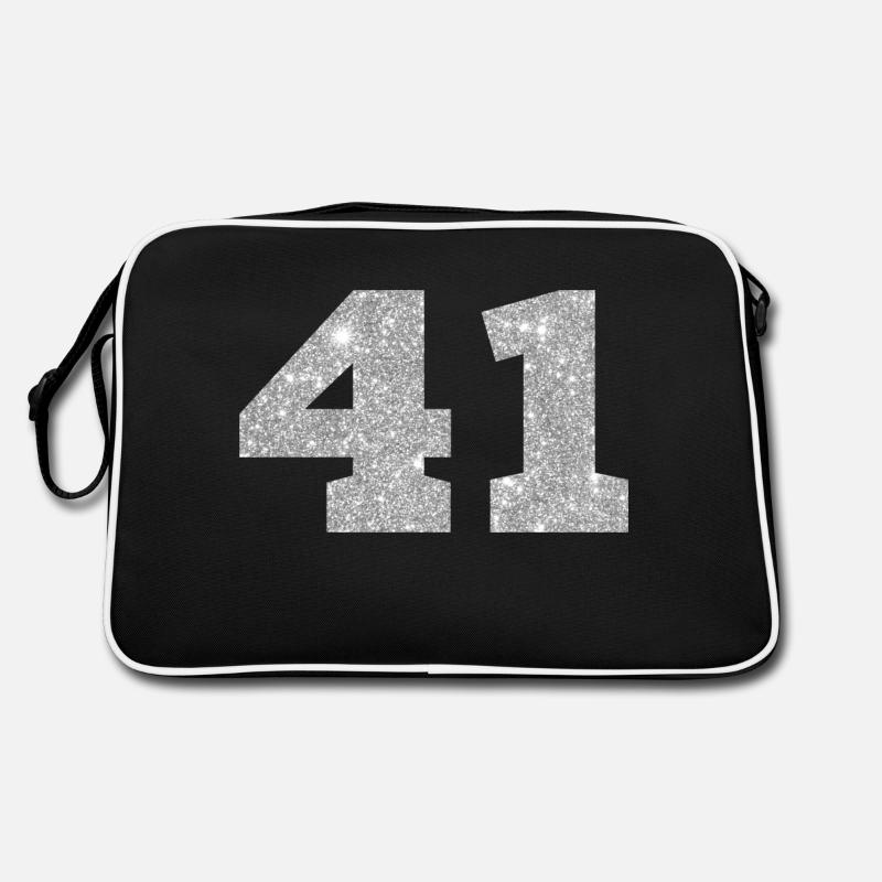 Nummer 41 Silberner Glitzer - 41. Jubiläum Retro Tasche