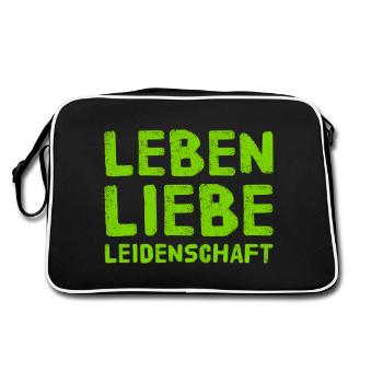 ich lebe ein leidenschaftliches Leben - Retro Tasche - Schwarz/Weiß - Hinten