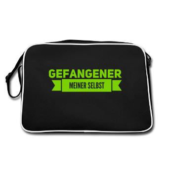 ich bin schüchtern - Retro Tasche - Schwarz/Weiß - Hinten