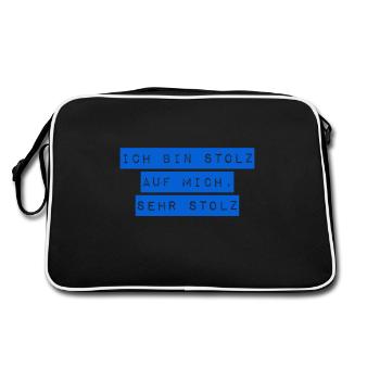 ich bin stolz auf mich - Retro Tasche - Schwarz/Weiß - Hinten
