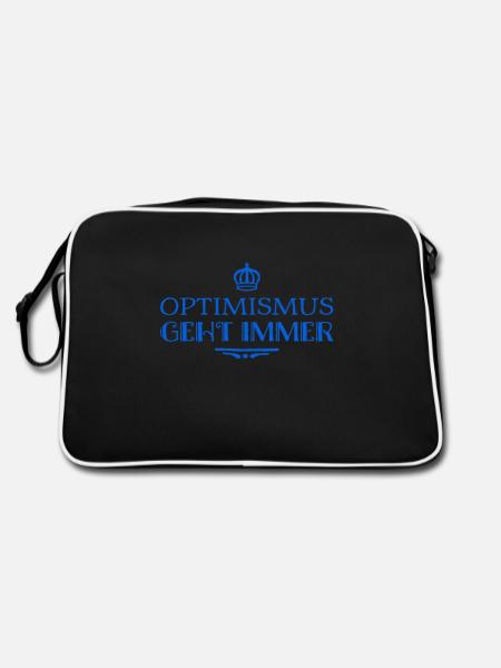 Optimismus ist super - Retro Tasche - Schwarz/Weiß - Hinten