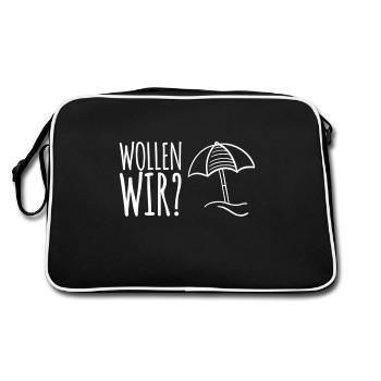 bist du bereit? - Retro Tasche - Schwarz/Weiß - Hinten