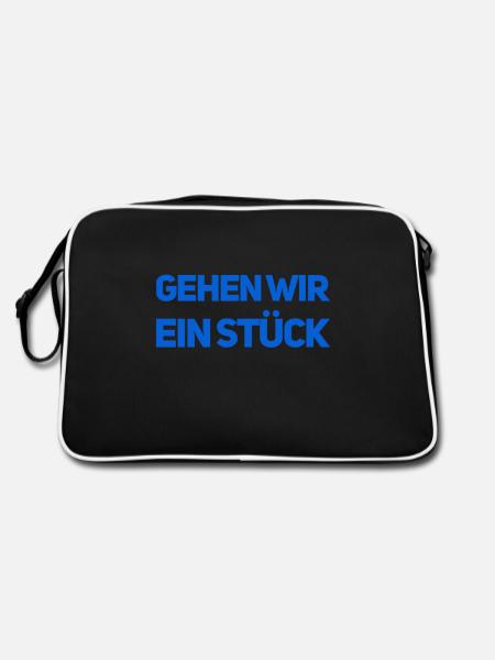 Lust auf einen Spaziergang? - Retro Tasche - Schwarz/Weiß - Hinten