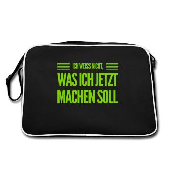 ich habe keinen Plan - Retro Tasche - Schwarz/Weiß - Hinten
