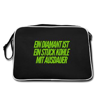 Kohle mit Ausdauer - Retro Tasche - Schwarz/Weiß - Hinten