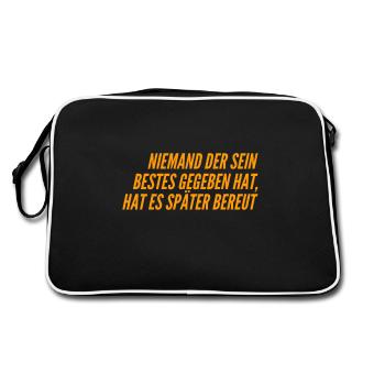 sein Bestes geben - Retro Tasche - Schwarz/Weiß - Hinten