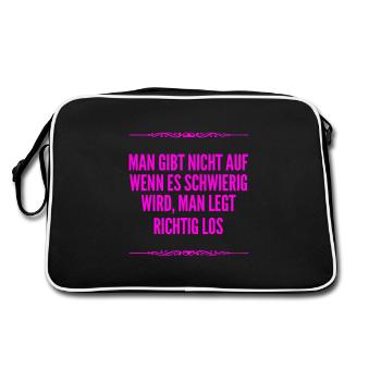 aufgeben ist nicht mein Ding - Retro Tasche - Schwarz/Weiß - Hinten