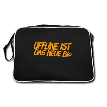 offline ist mein Ding - Retro Tasche - Schwarz/Weiß - Hinten