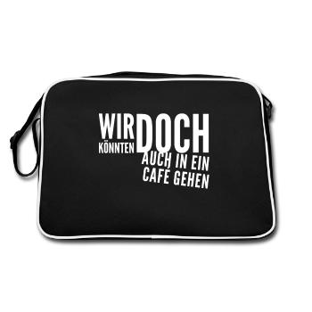 wollen wir einen Kaffee trinken gehen? - Retro Tasche - Schwarz/Weiß - Hinten
