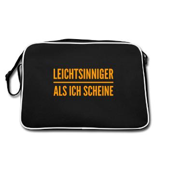 leichtsinniger als ich scheine - Retro Tasche - Schwarz/Weiß - Hinten