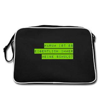 ich bin nicht schuld - Retro Tasche - Schwarz/Weiß - Hinten