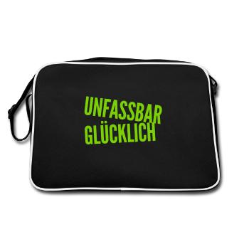 ich bin im Glück - Retro Tasche - Schwarz/Weiß - Hinten