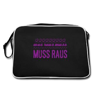 lass es raus - Retro Tasche - Schwarz/Weiß - Hinten