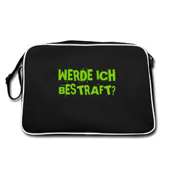 kriege ich eine Strafe? - Retro Tasche - Schwarz/Weiß - Hinten