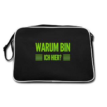was mache ich denn hier? - Retro Tasche - Schwarz/Weiß - Hinten