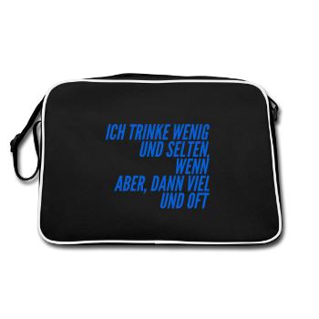 ich trinke nicht viel - Retro Tasche - Schwarz/Weiß - Hinten