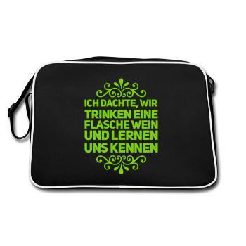lernen wir uns kennen! - Retro Tasche - Schwarz/Weiß - Hinten