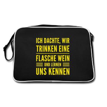 Bock auf eine Flasche Wein? - Retro Tasche - Schwarz/Weiß - Hinten